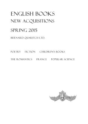 English Books: New Acquisitions Spring 2015