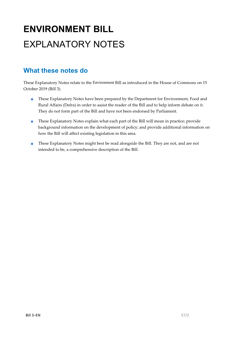 Environment Bill Explanatory Notes