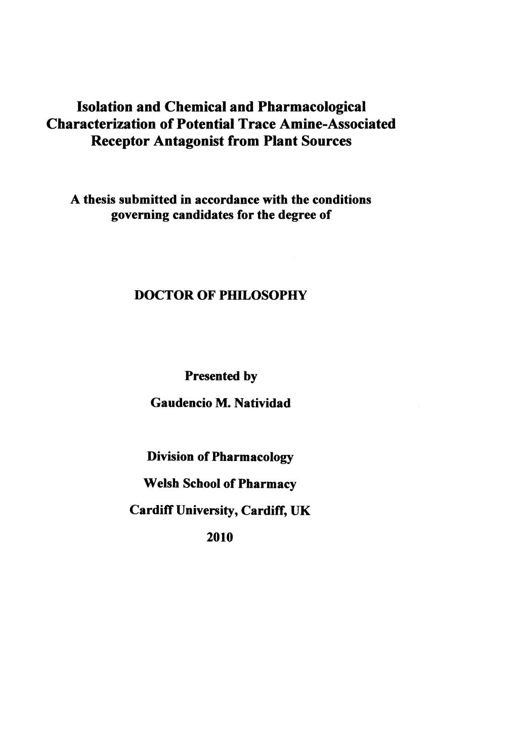 Isolation and Chemical and Pharmacological Characterization of Potential Trace Amine-Associated Receptor Antagonist from Plant Sources