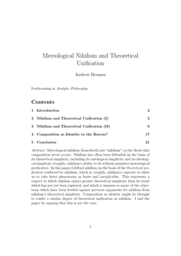 Mereological Nihilism and Theoretical Unification