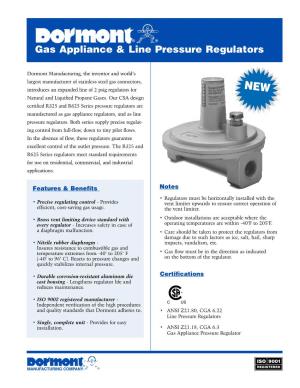 Gas Appliance & Line Pressure Regulators