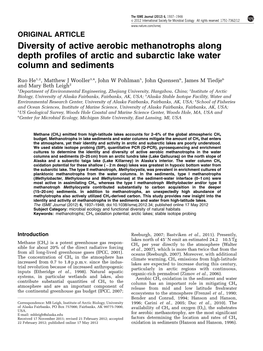 Diversity of Active Aerobic Methanotrophs Along Depth Profiles of Arctic and Subarctic Lake Water Column and Sediments