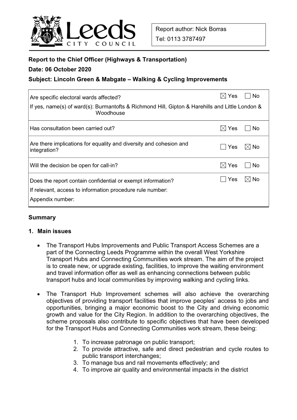 Lincoln Green & Mabgate Walking & Cycling Improvements