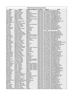 NCAA Division III Coaching Contacts