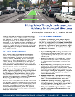 Guidance for Protected Bike Lanes Christopher Monsere, Ph.D., Nathan Mcneil