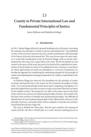Comity in Private International Law and Fundamental Principles of Justice