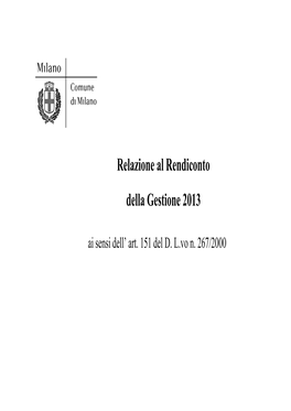 Relazione Al Rendiconto Della Gestione 2013