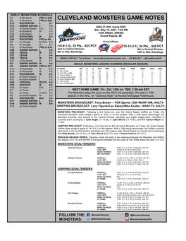 Cleveland Monsters Game Notes