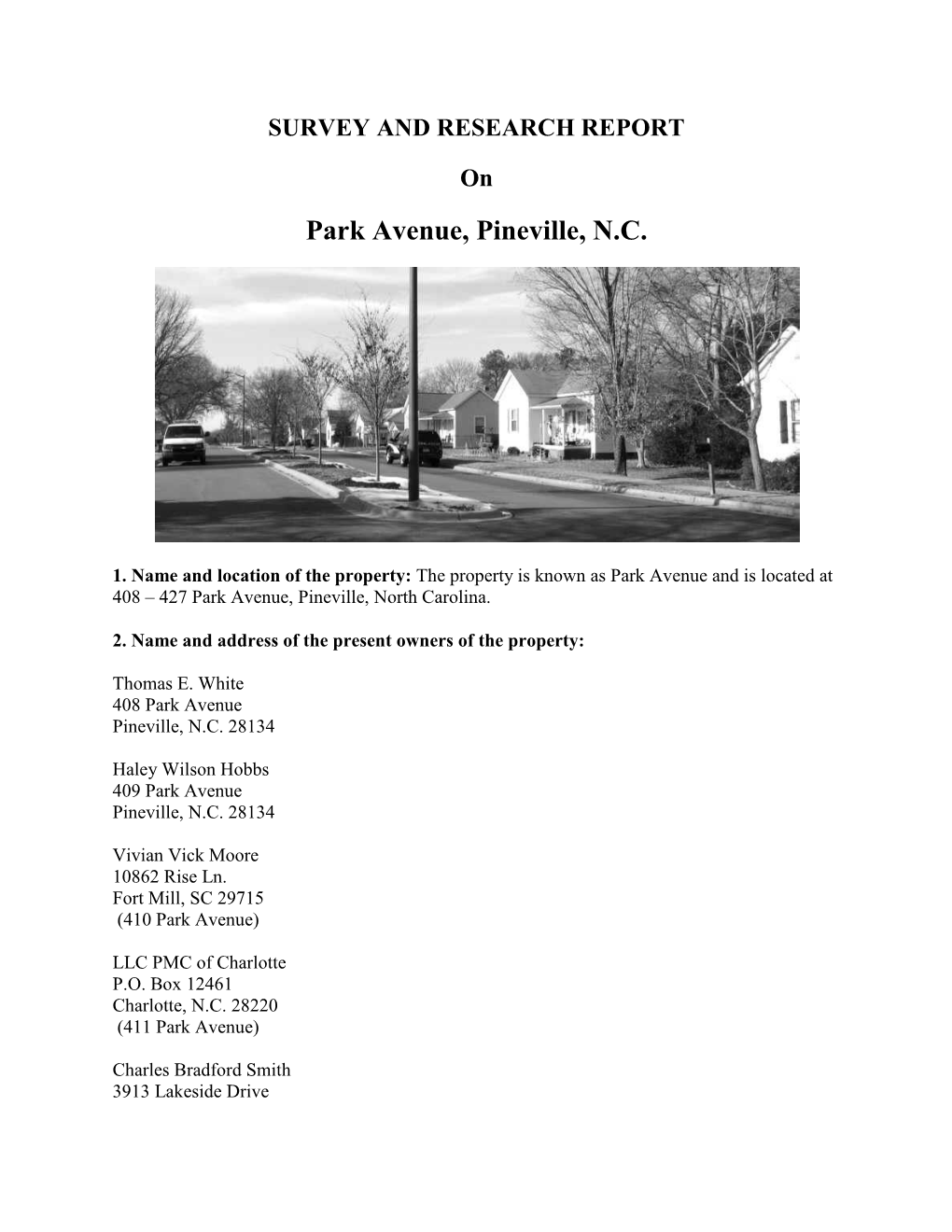 Park Avenue, Pineville, N.C