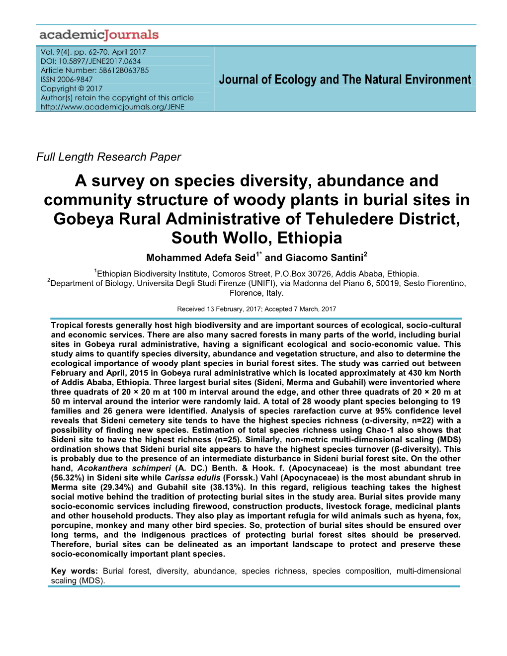 A Survey on Species Diversity, Abundance and Community