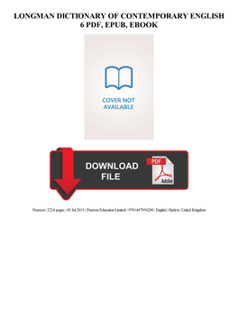Longman Dictionary of Contemporary English 6 Ebook, Epub