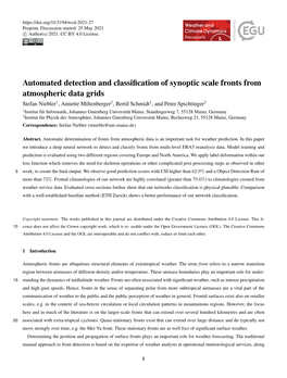 Automated Detection and Classification of Synoptic Scale Fronts From