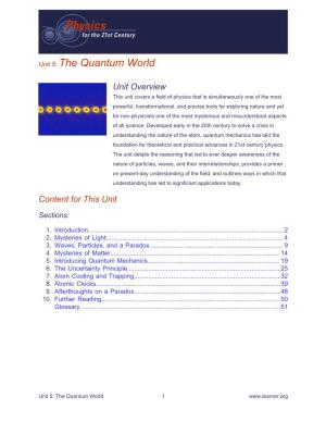 Unit 5: the Quantum World