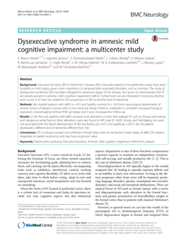 Dysexecutive Syndrome in Amnesic Mild Cognitive Impairment: a Multicenter Study E