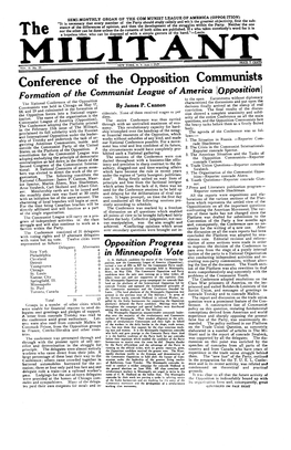 Conference of the Opposition Communists Formation of the Communist League of America (Opposition) ^To the Open