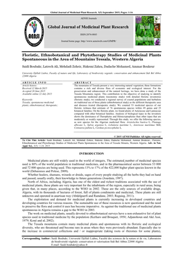Global Journal of Medicinal Plant Research, 3(5) September 2015, Pages: 1-16