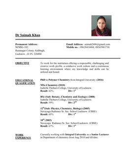 Dr Saimah Khan