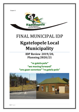 FINAL MUNICIPAL IDP Kgatelopele Local Municipality IDP Review 2019/20, Planning 2020/21