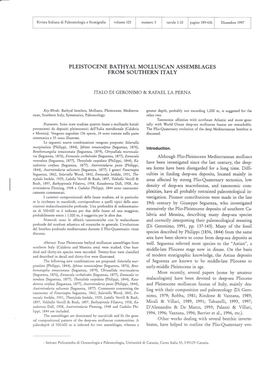 Pleistocene Bathyal Molluscan Assemblages from Southern Italy