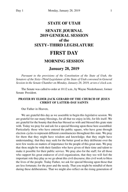 FIRST DAY MORNING SESSION January 28, 2019