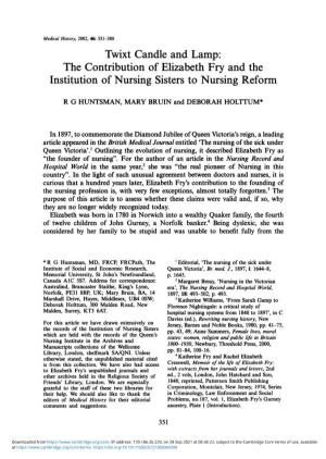 Institution of Nursing Sisters to Nursing Reform