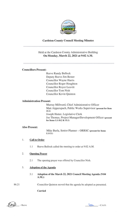 Cardston County Council Meeting 22 Mar 2021