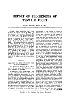 23 Mar 1967 Tynwald Hansard REPORT of PROCEEDINGS OF