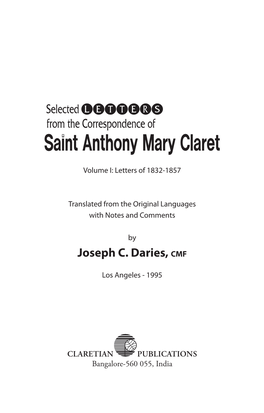 Selected Letters of St Anthony Mary Claret