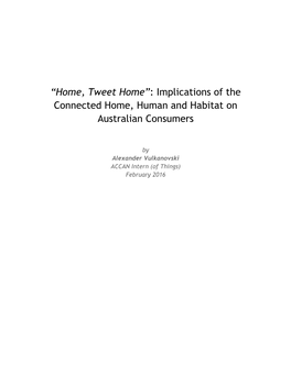 Implications of the Connected Home, Human and Habitat on Australian Consumers