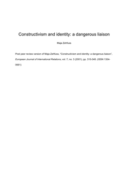 Constructivism and Identity: a Dangerous Liaison