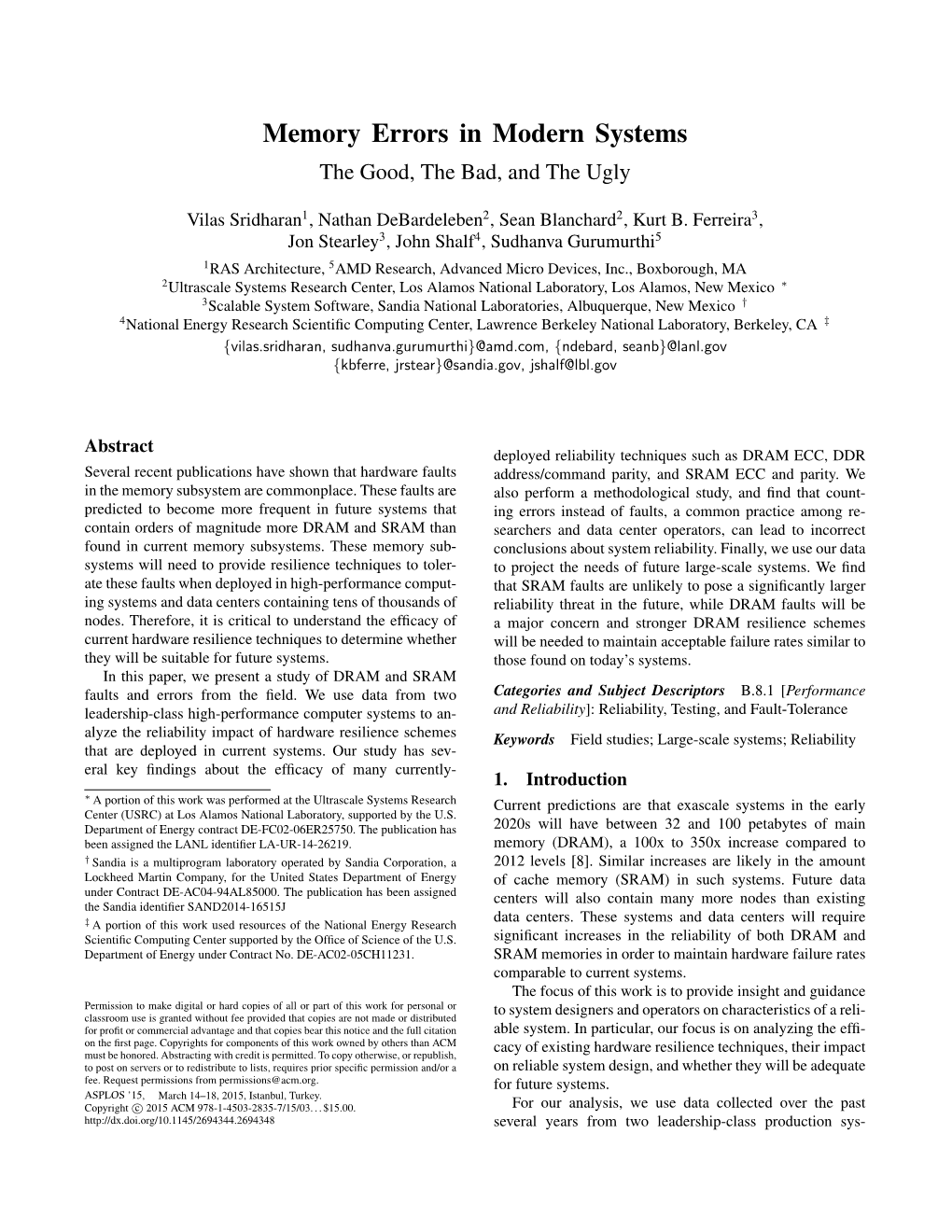 Memory Errors in Modern Systems the Good, the Bad, and the Ugly