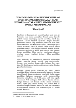 Gerakan Pembaruan Pendidikan Islam: Studi Komparasi Pergerakan Islam Indonesia Antara Syekh Ahmad Surkatiy Dan Kh Ahmad Dahlan