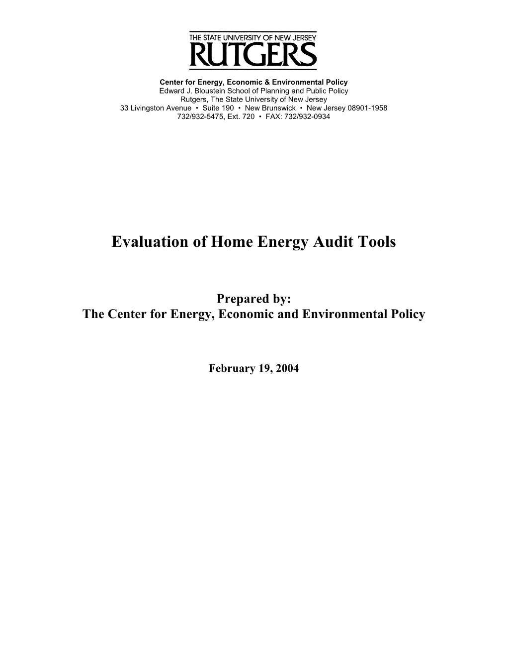 Evaluation of Home Energy Audit Tools