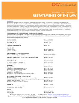 Restatements of the Law Research Guide