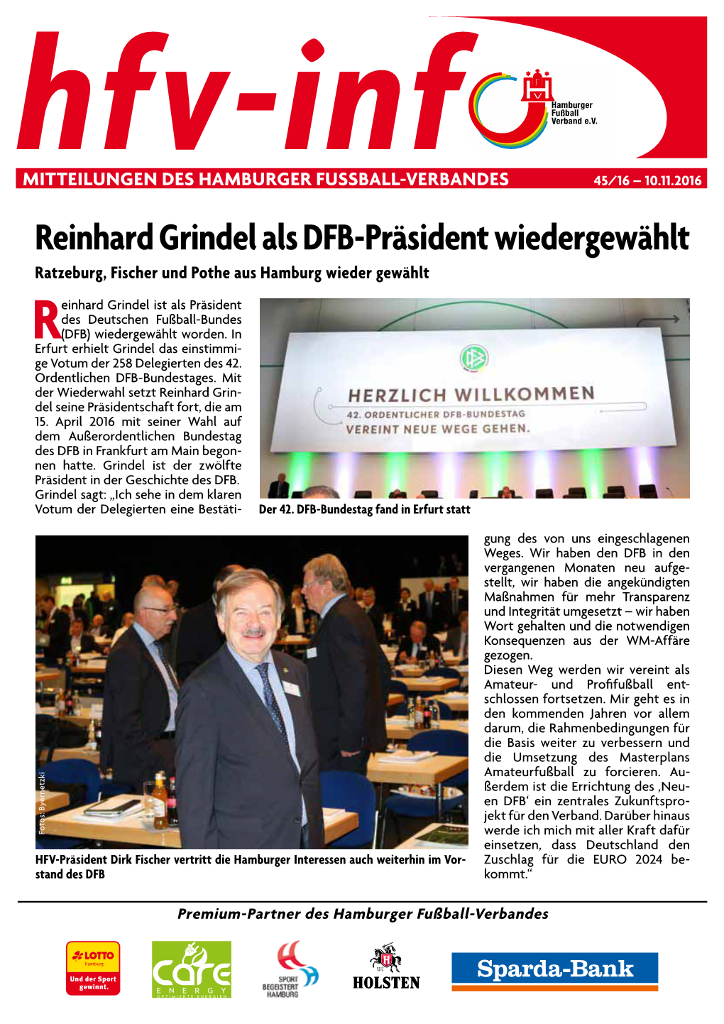 Reinhard Grindel Als DFB-Präsident Wiedergewählt Ratzeburg, Fischer Und Pothe Aus Hamburg Wieder Gewählt