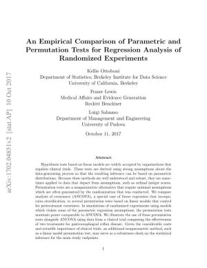 An Empirical Comparison of Parametric and Permutation Tests for Regression Analysis of Randomized Experiments