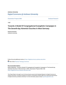 Towards a Model of Congregational Evangelistic Campaigns in the Seventh-Day Adventist Churches in West Germany