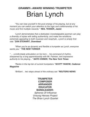 2013 Brian Lynch Full Press Kit(Bio-Discog