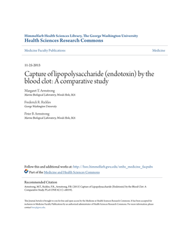 Capture of Lipopolysaccharide (Endotoxin) by the Blood Clot: a Comparative Study Margaret T