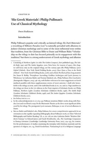Philip Pullman's Use of Classical Mythology