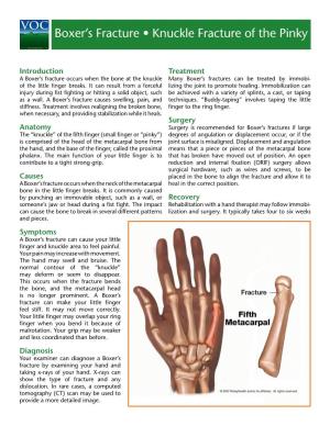 Boxer's Fracture • Knuckle Fracture of the Pinky