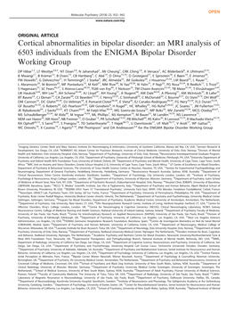 Cortical Abnormalities in Bipolar Disorder: an MRI Analysis of 6503 Individuals from the ENIGMA Bipolar Disorder Working Group