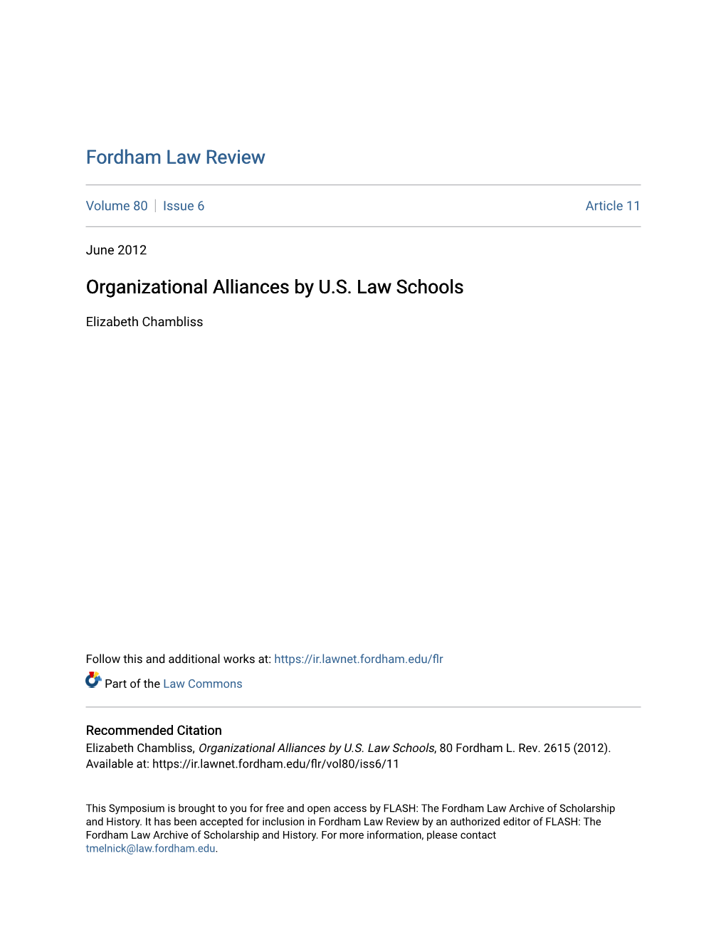 Organizational Alliances by U.S. Law Schools