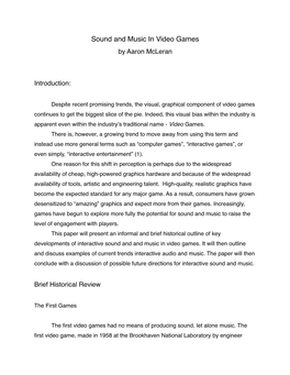 Sound and Music in Video Games by Aaron Mcleran