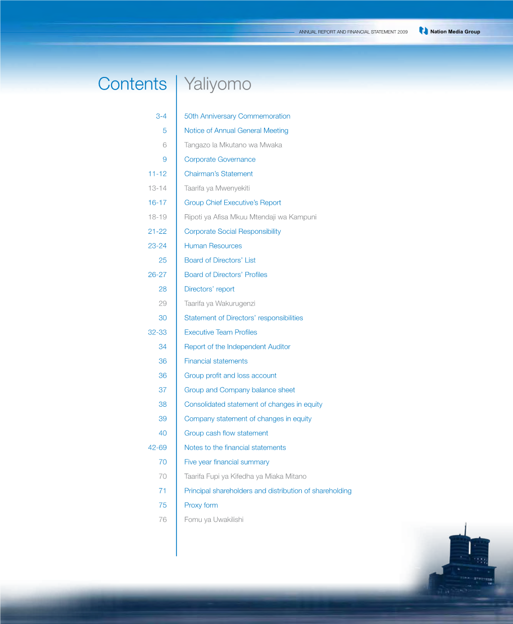 Contents Yaliyomo