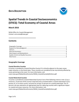 Data Description: Spatial Trends in Coastal Socioeconomics (STICS): Total Economy of Coastal Areas