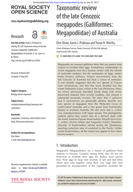 Taxonomic Review of the Late Cenozoic Megapodes