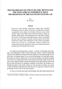 The Pilgrimage Factor in Islamic Revivalism: the West African Experience Since the Beginning of the Eleventh Century A.D