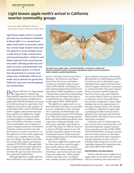Light Brown Apple Moth™S Arrival in California Worries Commodity Groups