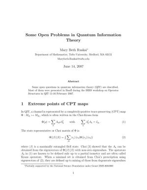 Some Open Problems in Quantum Information Theory